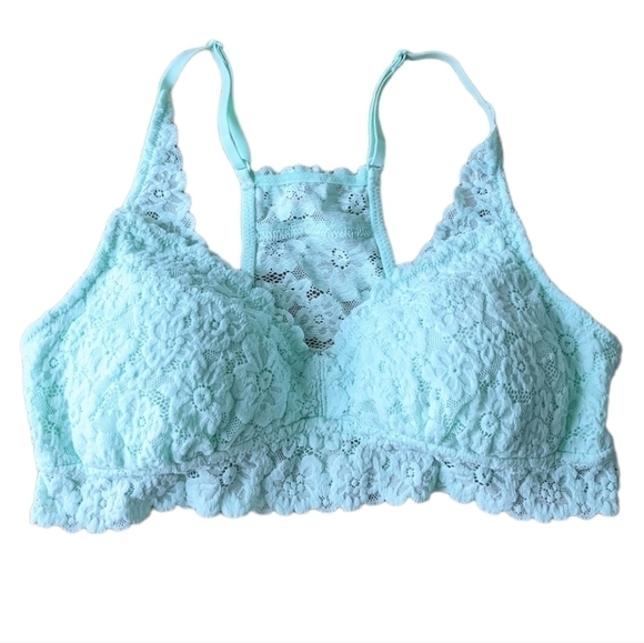 AERIE lace bralette slightly push up removable pads mint color Medium B062 - Picture 1 of 7